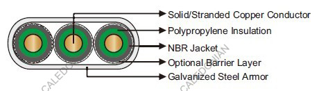 205℉/96℃ PP/NBR Flat Electrical Submersible Pump Cable