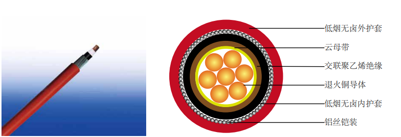 BS6724防火电缆 600/1000V 云母带+交联聚乙烯 绝缘低烟无卤护套铠装电力电缆 BS 6724 (单芯)