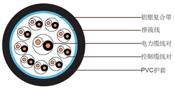 1x2x2.5电力电缆 + 9x1x2x1.0控制电缆,非铠装聚氯乙烯护套组合电缆 1x2x2.5电力电缆 + 9x1x2x1.0控制电缆,非铠装聚氯乙烯护套组合电缆